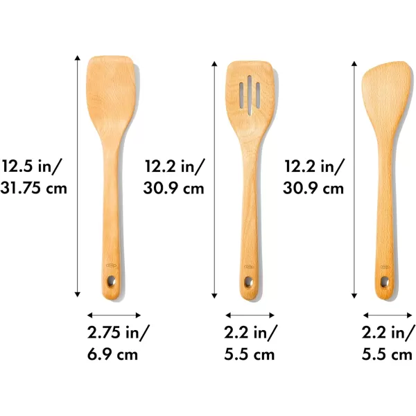 OXO 3 Piece Good Grips Wooden Turner Set, large