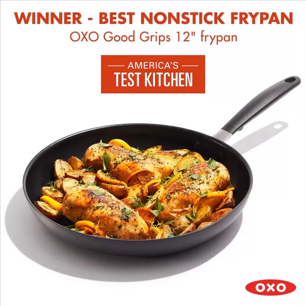 OXO Agility Series 8" Frying Pan Skillet, Ceramic Nonstick Cookware PFAS-Free, Induction Suitable, Quick Even Heating, Stainless Steel Handle, Chip-Free Rims, Dishwasher and Oven Safe, Black