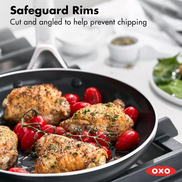 OXO Agility Series 8" Frying Pan Skillet, Ceramic Nonstick Cookware PFAS-Free, Induction Suitable, Quick Even Heating, Stainless Steel Handle, Chip-Free Rims, Dishwasher and Oven Safe, Black
