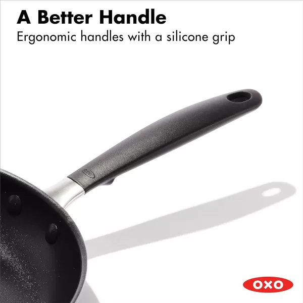 OXO Agility Series 8" Frying Pan Skillet, Ceramic Nonstick Cookware PFAS-Free, Induction Suitable, Quick Even Heating, Stainless Steel Handle, Chip-Free Rims, Dishwasher and Oven Safe, Black
