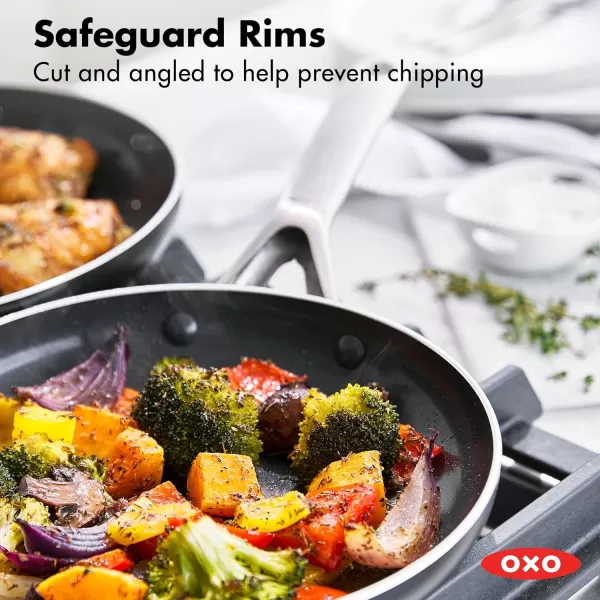 OXO Agility Series 8" Frying Pan Skillet, Ceramic Nonstick Cookware PFAS-Free, Induction Suitable, Quick Even Heating, Stainless Steel Handle, Chip-Free Rims, Dishwasher and Oven Safe, Black