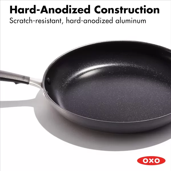 OXO Agility Series 8" Frying Pan Skillet, Ceramic Nonstick Cookware PFAS-Free, Induction Suitable, Quick Even Heating, Stainless Steel Handle, Chip-Free Rims, Dishwasher and Oven Safe, Black