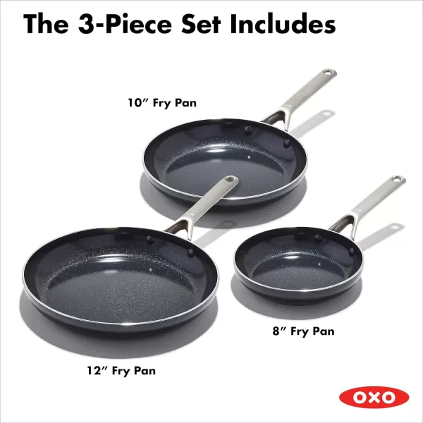 OXO Agility Series 8" Frying Pan Skillet, Ceramic Nonstick Cookware PFAS-Free, Induction Suitable, Quick Even Heating, Stainless Steel Handle, Chip-Free Rims, Dishwasher and Oven Safe, Black