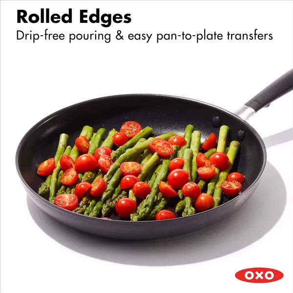OXO Agility Series 8" Frying Pan Skillet, Ceramic Nonstick Cookware PFAS-Free, Induction Suitable, Quick Even Heating, Stainless Steel Handle, Chip-Free Rims, Dishwasher and Oven Safe, Black