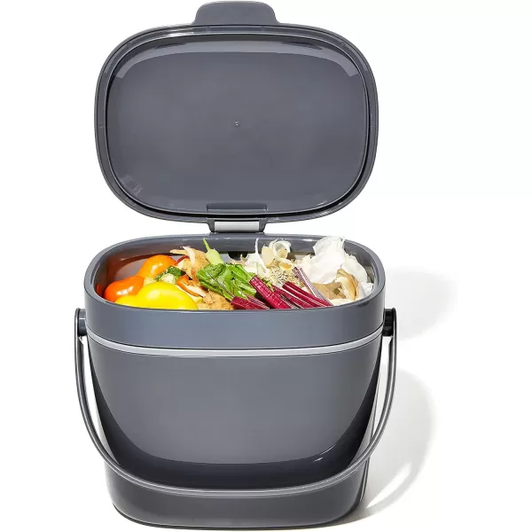 OXO Good Grips EASY-CLEAN COMPOST BIN - CHARCOAL - 1.75 GAL/6.62 L, Plastic, 8.3"L x 10.15"W x 12"H