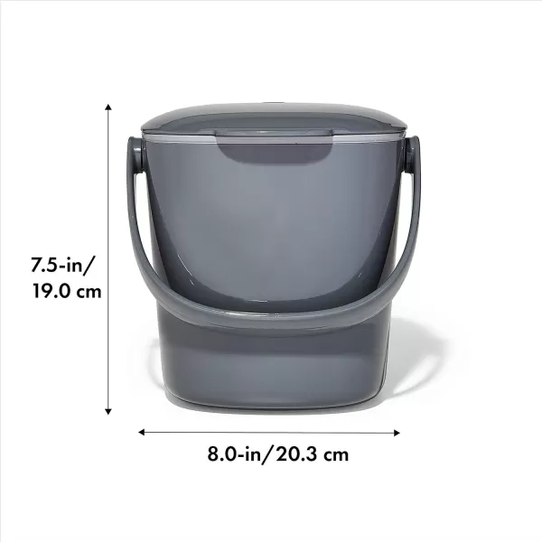 OXO Good Grips EASY-CLEAN COMPOST BIN - CHARCOAL - 1.75 GAL/6.62 L, Plastic, 8.3"L x 10.15"W x 12"H
