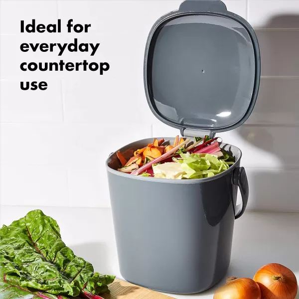OXO Good Grips EASY-CLEAN COMPOST BIN - CHARCOAL - 1.75 GAL/6.62 L, Plastic, 8.3"L x 10.15"W x 12"H