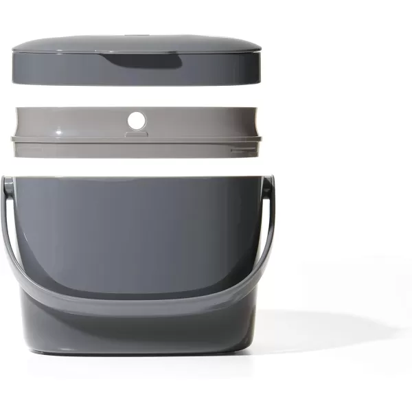 OXO Good Grips EASY-CLEAN COMPOST BIN - CHARCOAL - 1.75 GAL/6.62 L, Plastic, 8.3"L x 10.15"W x 12"H