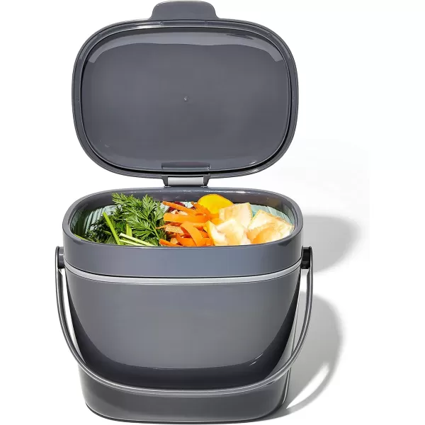 OXO Good Grips EASY-CLEAN COMPOST BIN - CHARCOAL - 1.75 GAL/6.62 L, Plastic, 8.3"L x 10.15"W x 12"H