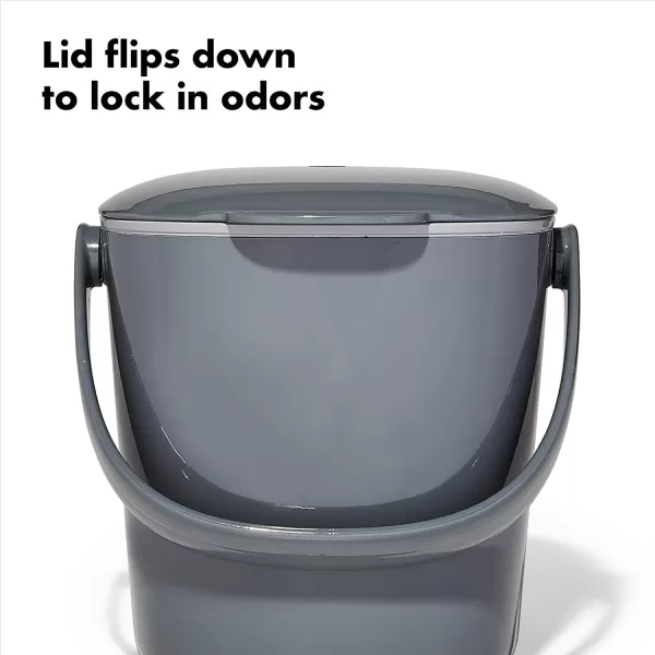 OXO Good Grips EASY-CLEAN COMPOST BIN - CHARCOAL - 1.75 GAL/6.62 L, Plastic, 8.3"L x 10.15"W x 12"H