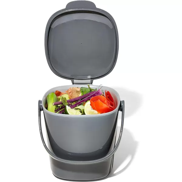OXO Good Grips EASY-CLEAN COMPOST BIN - CHARCOAL - 1.75 GAL/6.62 L, Plastic, 8.3"L x 10.15"W x 12"H