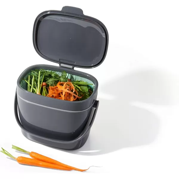 OXO Good Grips EASY-CLEAN COMPOST BIN - CHARCOAL - 1.75 GAL/6.62 L, Plastic, 8.3"L x 10.15"W x 12"H