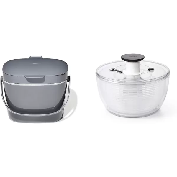 OXO Good Grips EASY-CLEAN COMPOST BIN - CHARCOAL - 1.75 GAL/6.62 L, Plastic, 8.3"L x 10.15"W x 12"H