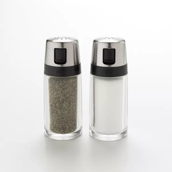 OXO Salt and Pepper Shaker Set, Clear, Stainless Steel