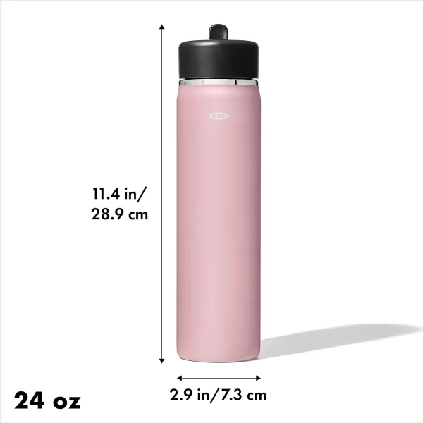 OXO Strive 24oz Wide Mouth Water Bottle with Straw Lid - Rose Quartz