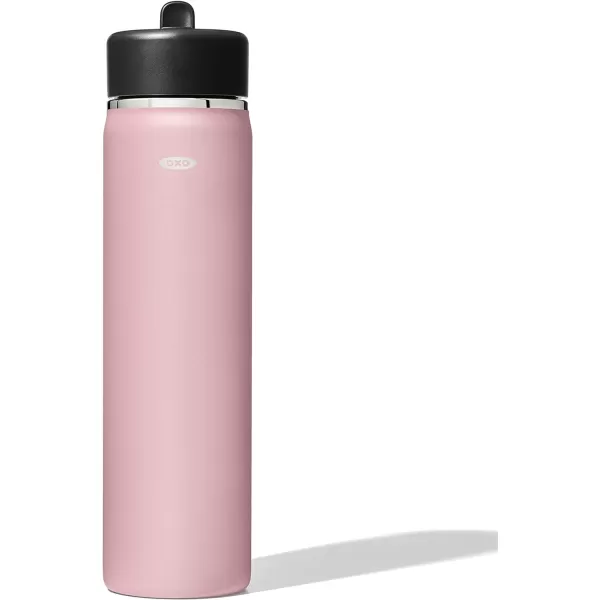 OXO Strive 24oz Wide Mouth Water Bottle with Straw Lid - Rose Quartz