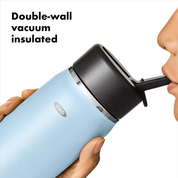OXO Strive 24oz Wide Mouth Water Bottle with Straw Lid - Rose Quartz
