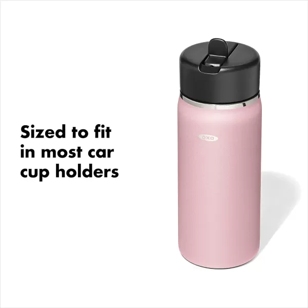OXO Strive 24oz Wide Mouth Water Bottle with Straw Lid - Rose Quartz