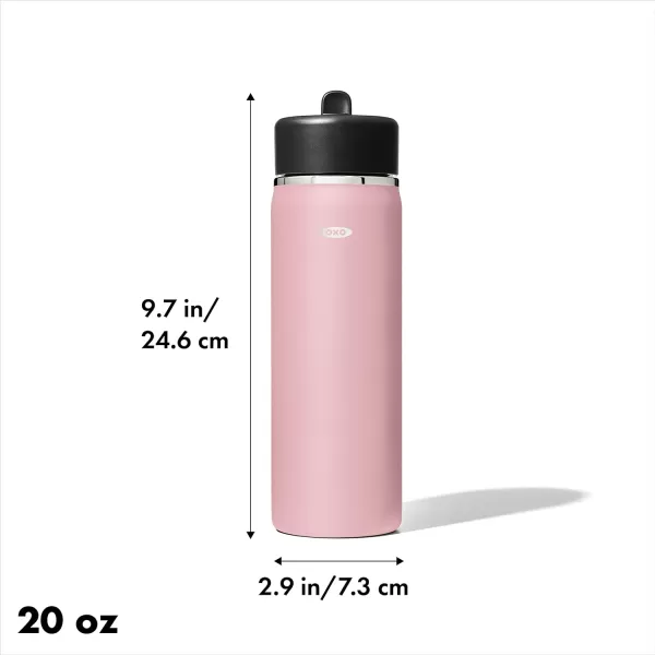 OXO Strive 24oz Wide Mouth Water Bottle with Straw Lid - Rose Quartz