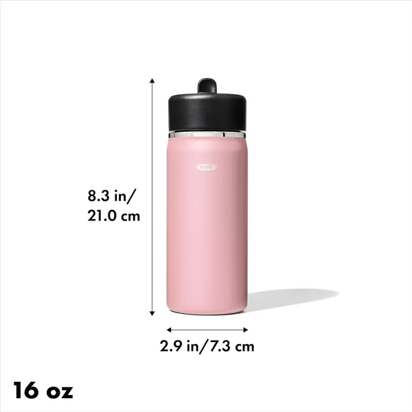 OXO Strive 24oz Wide Mouth Water Bottle with Straw Lid - Rose Quartz