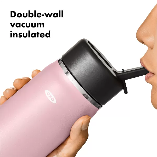 OXO Strive 24oz Wide Mouth Water Bottle with Straw Lid - Rose Quartz