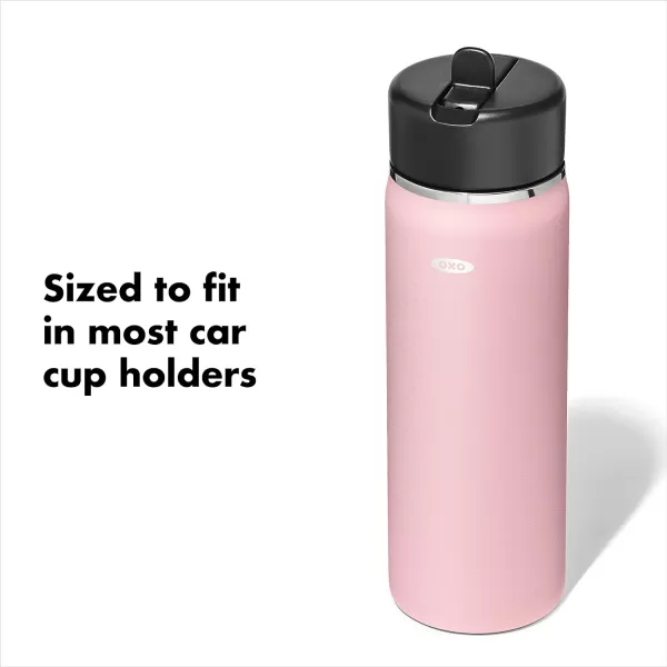 OXO Strive 24oz Wide Mouth Water Bottle with Straw Lid - Rose Quartz
