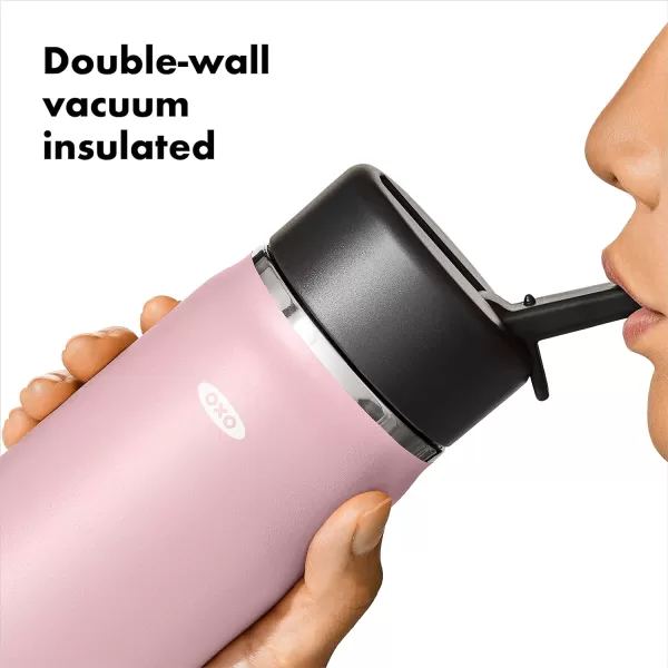 OXO Strive 24oz Wide Mouth Water Bottle with Straw Lid - Rose Quartz
