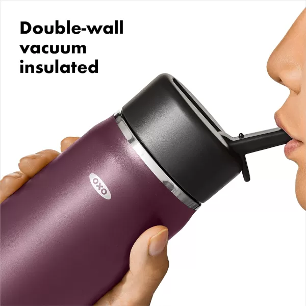OXO Strive 24oz Wide Mouth Water Bottle with Straw Lid - Rose Quartz