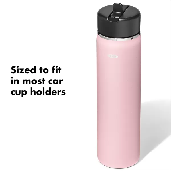 OXO Strive 24oz Wide Mouth Water Bottle with Straw Lid - Rose Quartz