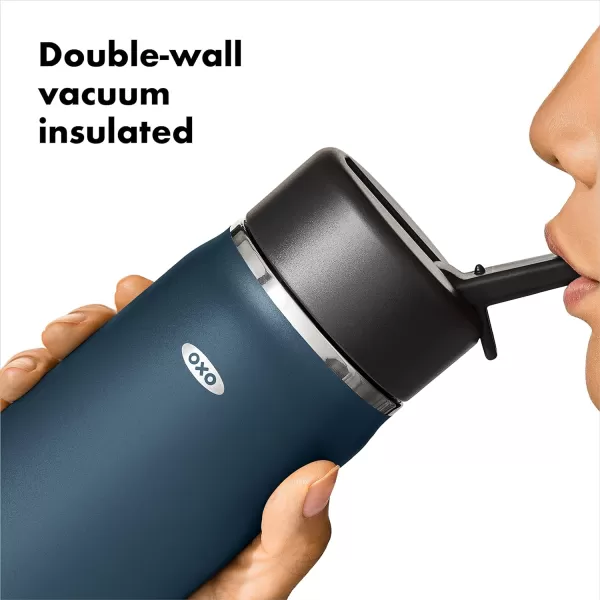 OXO Strive 24oz Wide Mouth Water Bottle with Straw Lid - Rose Quartz