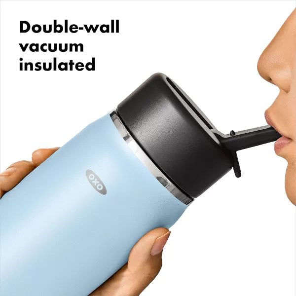 OXO Strive 24oz Wide Mouth Water Bottle with Straw Lid - Rose Quartz