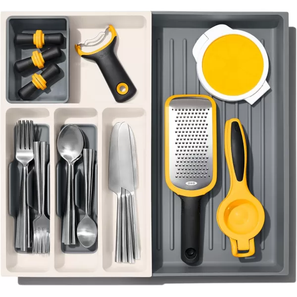 OXO Good Grips Kitchen Drawer, Expandable Long Tool Organizer, White