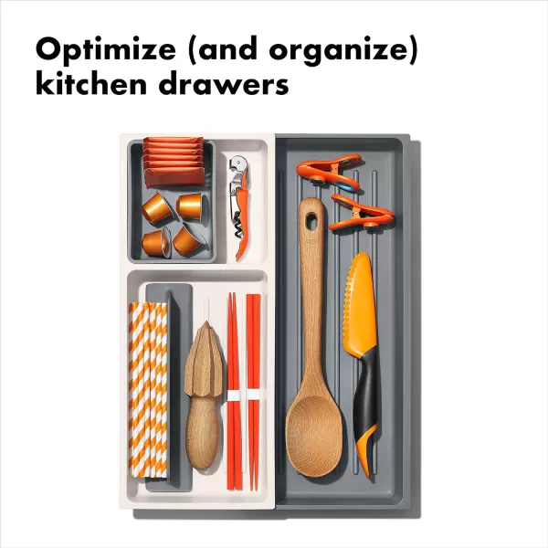OXO Good Grips Kitchen Drawer, Expandable Long Tool Organizer, White