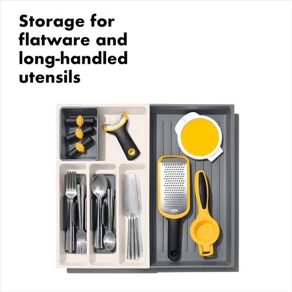 OXO Good Grips Kitchen Drawer, Expandable Long Tool Organizer, White