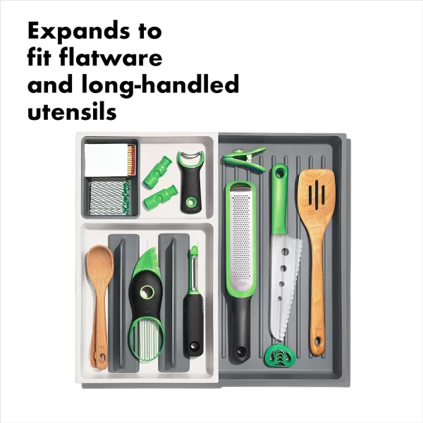 OXO Good Grips Kitchen Drawer, Expandable Long Tool Organizer, White