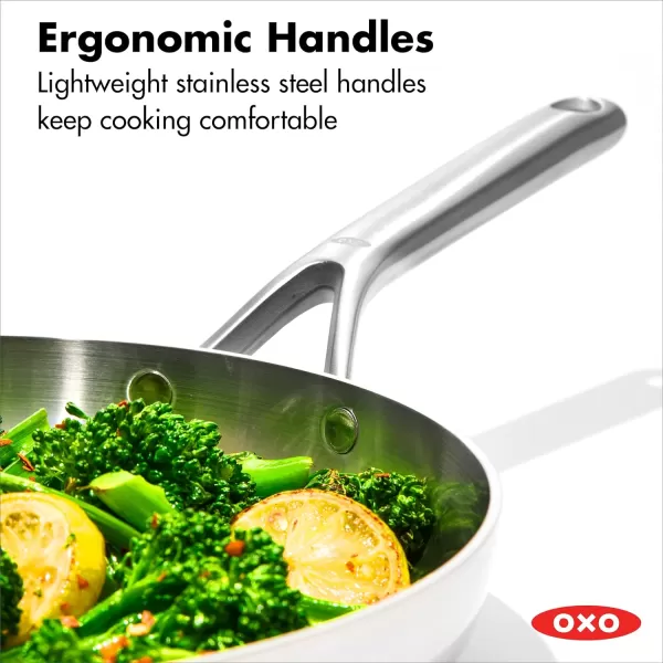 OXO Mira Tri-Ply Stainless Steel, 8" Frying Pan Skillet, Induction, Multi Clad, Dishwasher and Metal Utensil Safe
