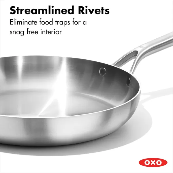 OXO Mira Tri-Ply Stainless Steel, 8" Frying Pan Skillet, Induction, Multi Clad, Dishwasher and Metal Utensil Safe
