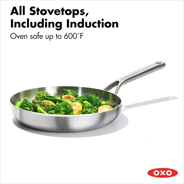 OXO Mira Tri-Ply Stainless Steel, 8" Frying Pan Skillet, Induction, Multi Clad, Dishwasher and Metal Utensil Safe