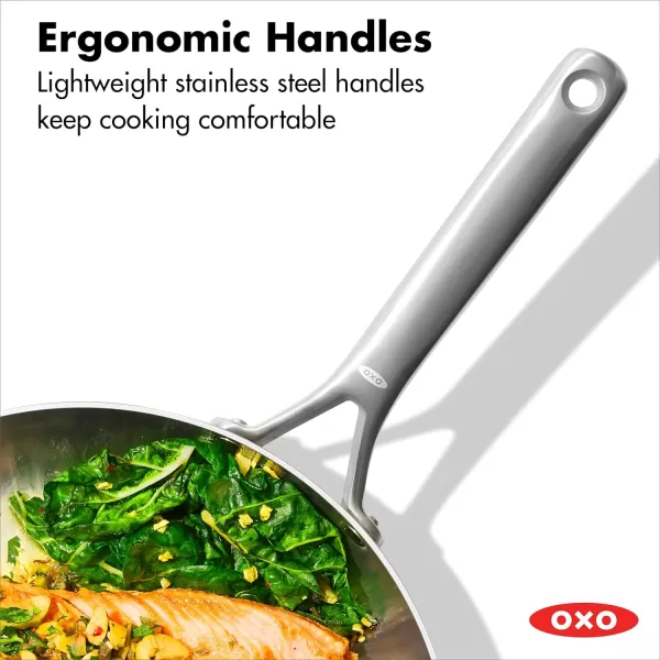 OXO Mira Tri-Ply Stainless Steel, 8" Frying Pan Skillet, Induction, Multi Clad, Dishwasher and Metal Utensil Safe