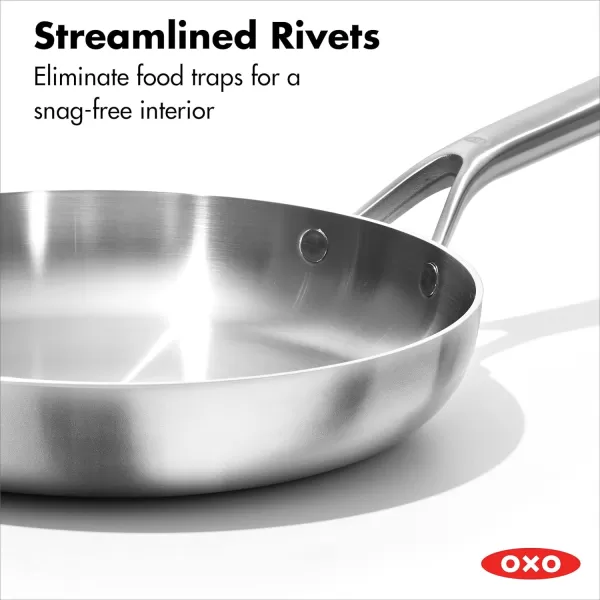 OXO Mira Tri-Ply Stainless Steel, 8" Frying Pan Skillet, Induction, Multi Clad, Dishwasher and Metal Utensil Safe