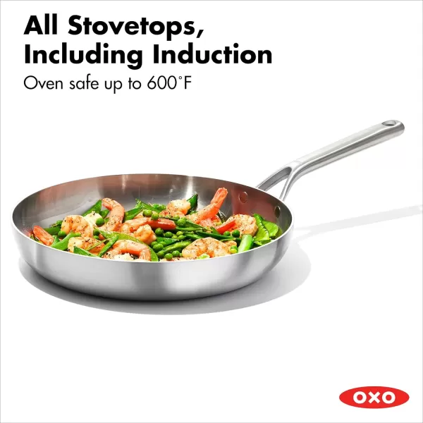 OXO Mira Tri-Ply Stainless Steel, 8" Frying Pan Skillet, Induction, Multi Clad, Dishwasher and Metal Utensil Safe