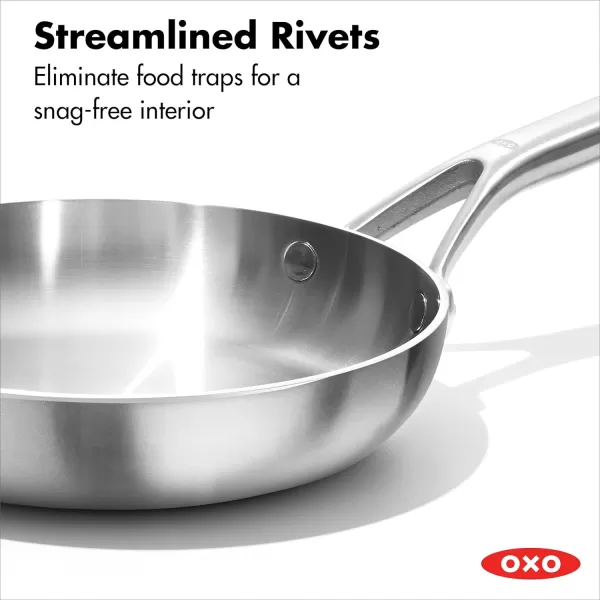 OXO Mira Tri-Ply Stainless Steel, 8" Frying Pan Skillet, Induction, Multi Clad, Dishwasher and Metal Utensil Safe