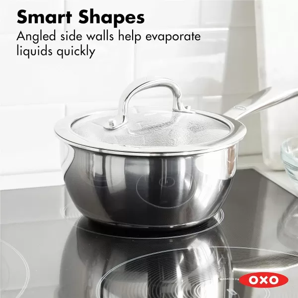 OXO Mira Tri-Ply Stainless Steel, 8" and 10" Frying Pan Skillet Set, Induction, Multi Clad, Dishwasher and Metal Utensil Safe,Black