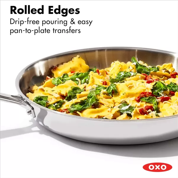 OXO Mira Tri-Ply Stainless Steel, 8" and 10" Frying Pan Skillet Set, Induction, Multi Clad, Dishwasher and Metal Utensil Safe,Black