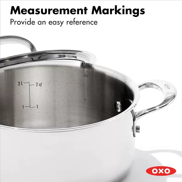 OXO Mira Tri-Ply Stainless Steel, 8" and 10" Frying Pan Skillet Set, Induction, Multi Clad, Dishwasher and Metal Utensil Safe,Black