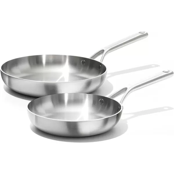 OXO Mira Tri-Ply Stainless Steel, 8" and 10" Frying Pan Skillet Set, Induction, Multi Clad, Dishwasher and Metal Utensil Safe,Black