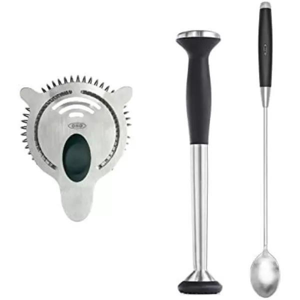 OXO SteeL Muddler with Non-Scratch Nylon Head and Soft Non-Slip Grip, Silver, 9-Inch