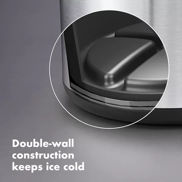 OXO Good Grips Double Wall Ice Bucket with Tongs and Garnish Tray,Gray, 7.37"L x 8.5"W x 7.5"H