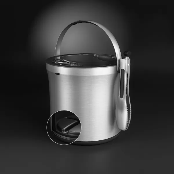 OXO Good Grips Double Wall Ice Bucket with Tongs and Garnish Tray,Gray, 7.37"L x 8.5"W x 7.5"H