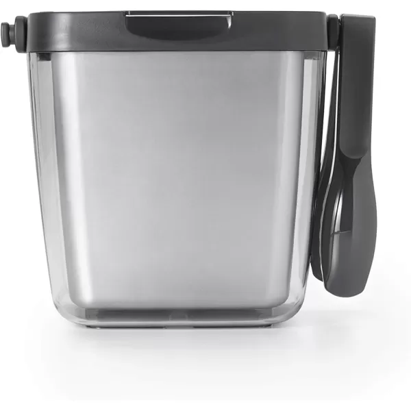 OXO Good Grips Double Wall Ice Bucket with Tongs and Garnish Tray,Gray, 7.37"L x 8.5"W x 7.5"H